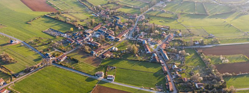 South belgium, Aerial view of Torgny village, Gaume